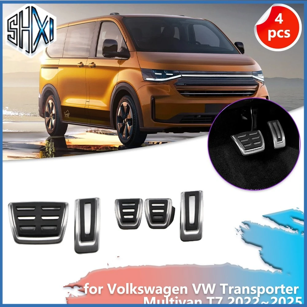 Car Gas Brake Pedal for Volkswagen VW Transporter Multivan T7 2022~2025 Rubber Anti-Slip Alloy Footrest Foot Cover Accessories