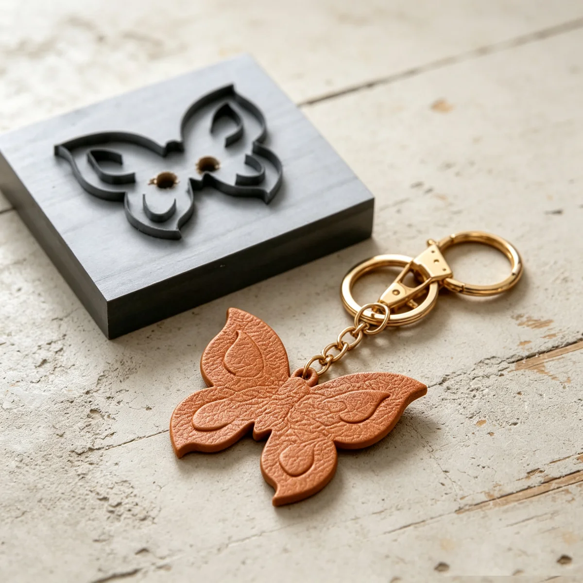 Butterfly Steel Rule Cutting Die, Wooden Base Leather Craft Mold for DIY Animal Keychain Bag Charm Handcraft Tool BM215
