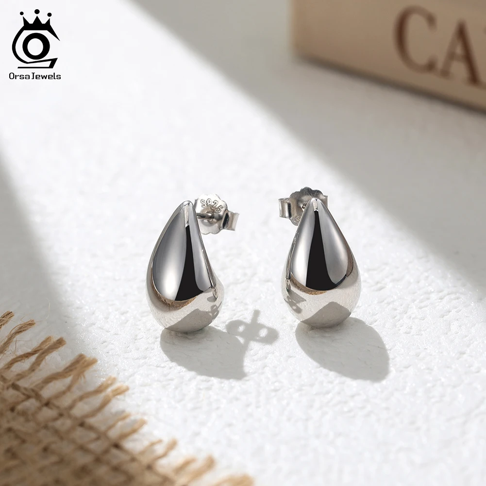 

ORSA JEWELS 925 Sterling Silver Vintage Waterdrop Stud Earrings for Women Fashion Chunky Teardrop Earrings Jewelry Gift GAE16