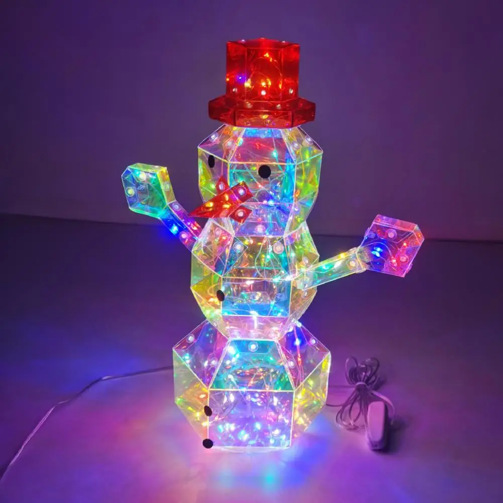 Usb Snowman Light Prismatic Snowman Ornaments Festive Led Holiday Decor for Christmas Halloween Usb Powered Table Figurine Led