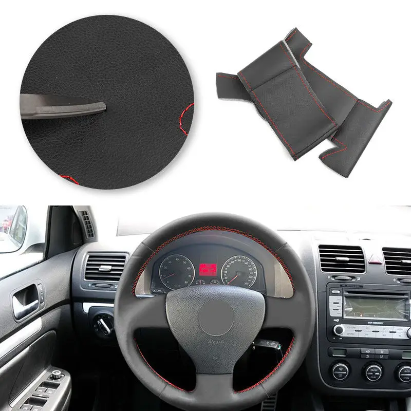 

Microfiber Leather Steering Wheel Cover For VW Old Golf 5 MK5 2003-2009 Polo 2007-2009 Jetta Tiguan Sagitar 2010 Caddy 2006-2010