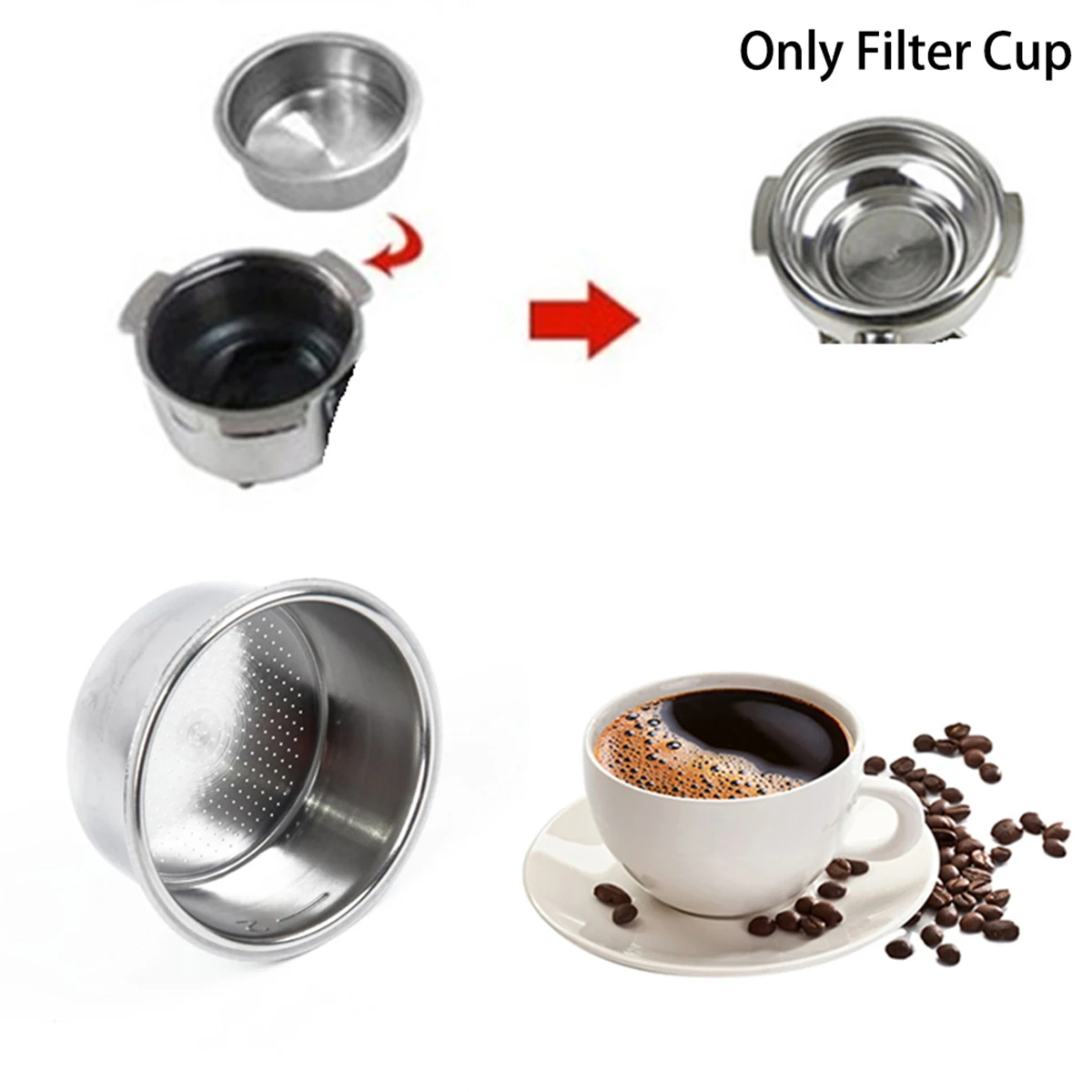 Silver Coffee Non Pressurized Filter Cup For Breville for krups Filter Basket Sale Brand New Nobby Modern Silver