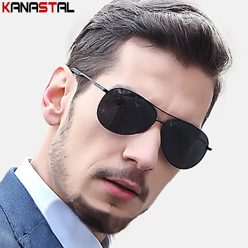 Men's Polarized Sunglasses UV400 Retro Pilot Male Sun Glasses Metal Eyeglasses Frame Driving Fishing Cycling Sunscreen Eyewear