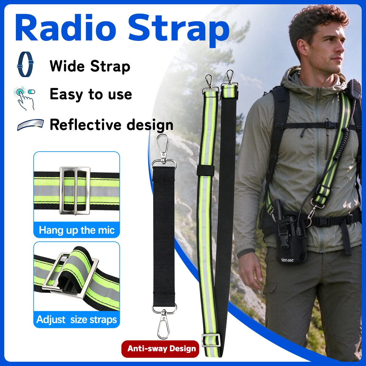 ABBREE Radio Strap Adjustable Nylon Radio Sling Lanyard Universal Two Way Radio Shoulder Belt for Baofeng UV-5R 5RH K5 BF-888S