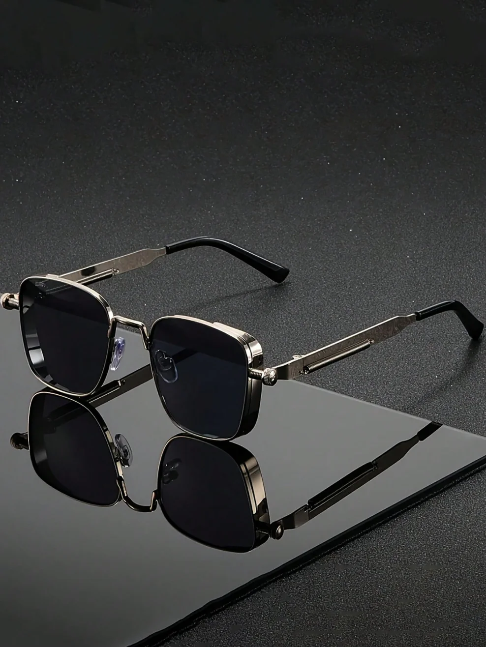 2026 New Model 1-3 Pairs of Men's Square Metal Frame Glasses in Gold/Silver, Vintage Steampunk Fashion, Suitable for Old Money Style, Events, Parties, and Festivals