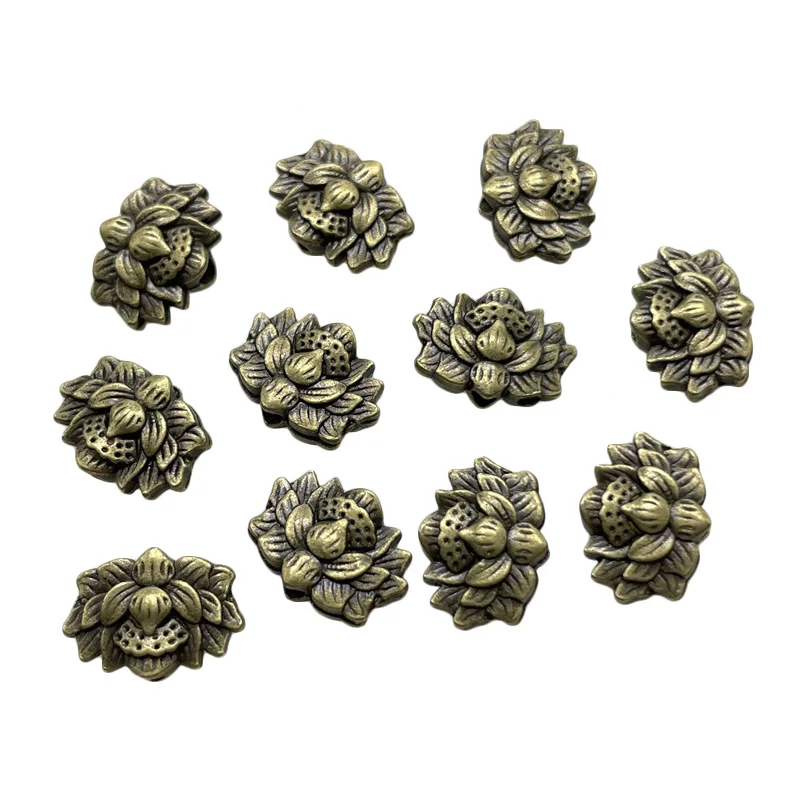 30pcs Lotus Flower Perforated Beads Connected For Jewelry Making DIY Handmade Bracelet Necklace Alloy Accessories Wholesale