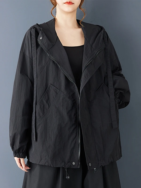 캐주얼 패션 이중 레이어드 작업복 재킷 후드 슬림핏 루즈핏 가을 2025 여성 캐주얼 슬레 아우터웨어