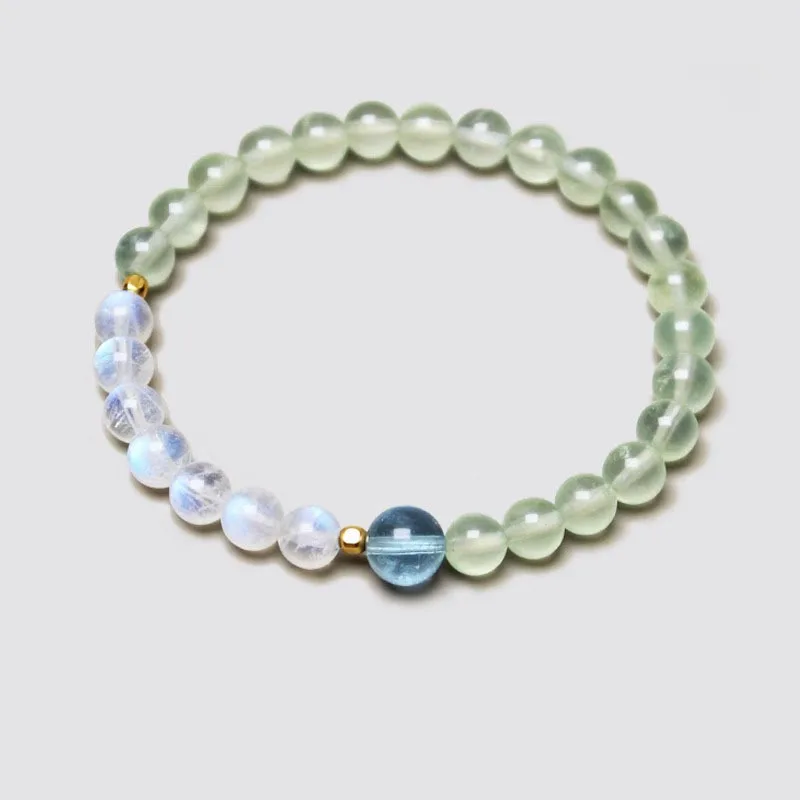 

Jishengji Bead Jewelry Gift For Women Natural Grape Stone Navy Sapphire Blue Moonlight Style Bracelet Crystal Lucky HandString