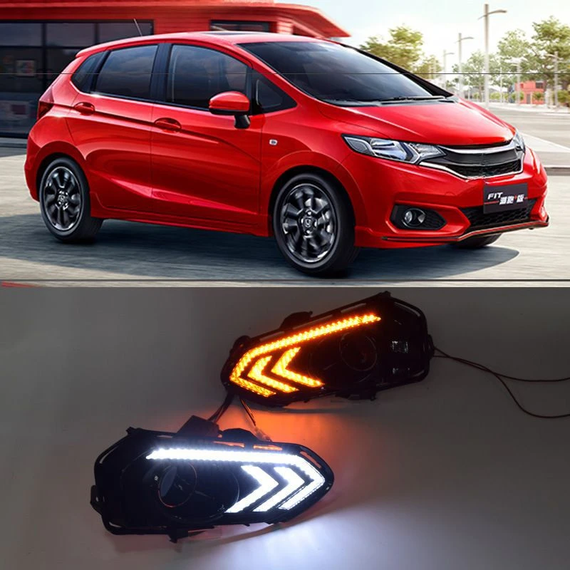 

SAAR Подходит для модели 18 Honda New Fit GK5, специальные модифицированные светодиодные дневные ходовые огни, передние противотуманные фары