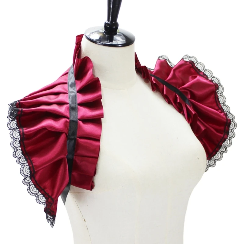 Y1UB Women Vintage Ruffled Shrug Shawl Fake Collar Choker Steampunk Cosplay Costume