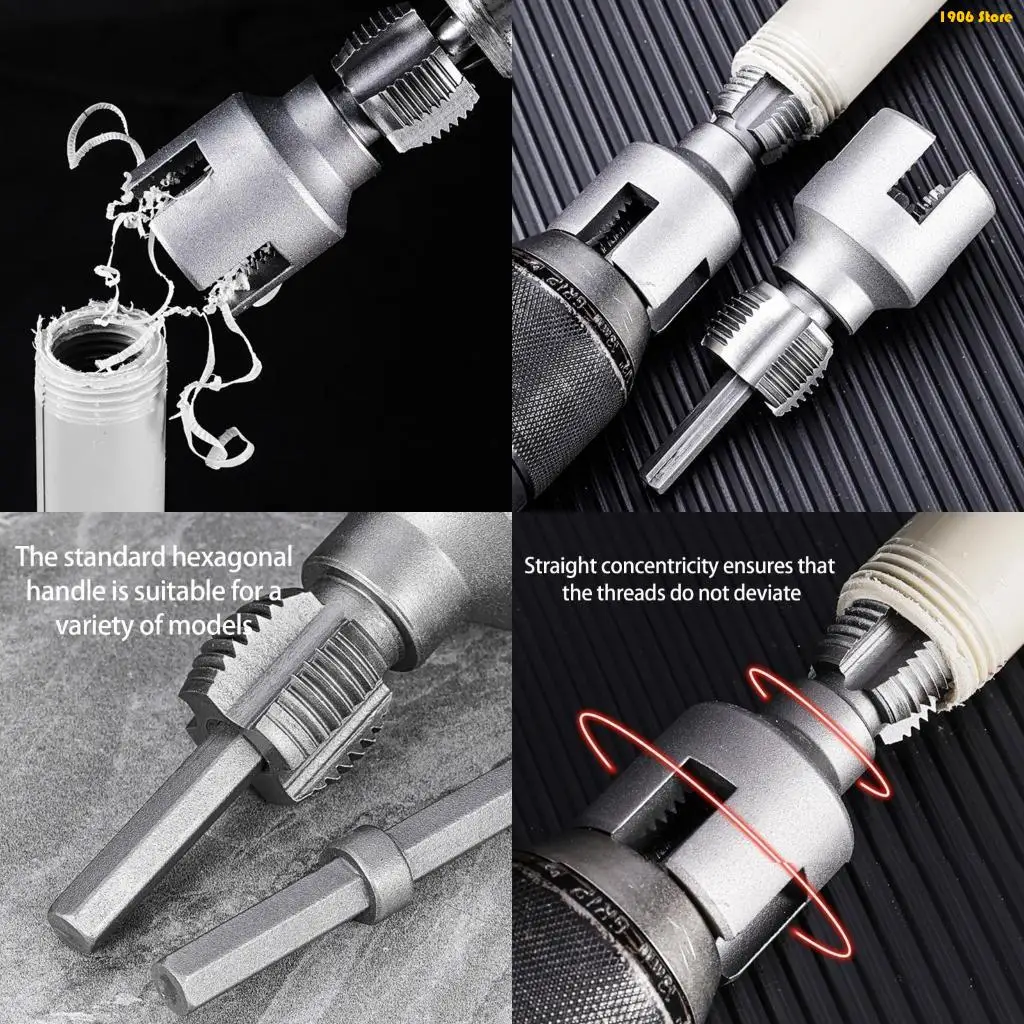 U1JB 3/4'' Water Pipe Inner Hole Opener Electric Drill Hexagonal Tappings Tool Plastic Pipe Internal Thread Openers