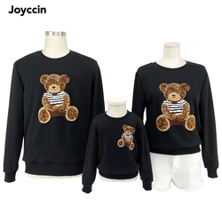 Joyccin Children Sweatshirts Bear Embroidery Fashion Kids Sports Clothing Toddler Family Matching Outfits Casual Thick Cotton