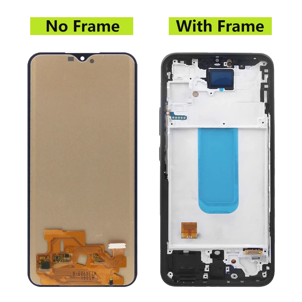 AMOLED A34 5G LCD Display Screen For Samsung Galaxy A34 A346E A346B LCD Display with Touch Screen Digitizer A34 5G with Frame