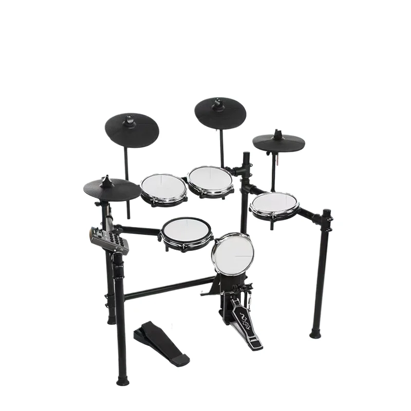 

Профессиональная электрическая барабанная установка для начинающих, портативные сетчатые джазовые барабаны с резиновыми головками для домашней практики