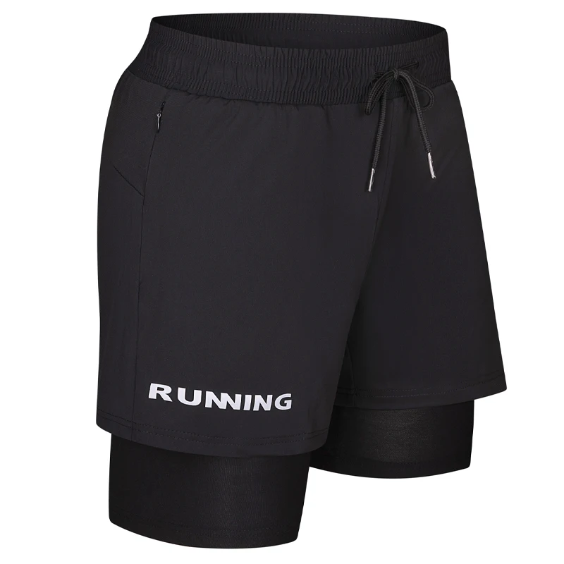 Fitness Training Shorts men Print Running 2 in 1 Sports Jogging Quick Dry Short Pants Breathable Summer Double Deck Bottoms