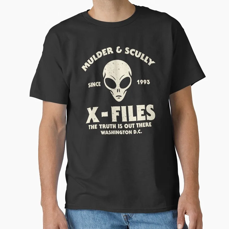

Mulder & Scully 1104 Vintage Sci fi tv series The X Files Trust No One Gift t shirt Alien movie Graphic clothes All size tops