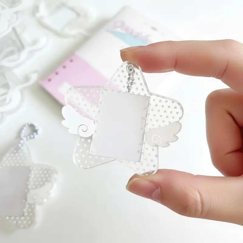 Five-pointed Star Wings Photocard Holder Clear PVC 1 Inch Photo Protective Cover for K- Album Card Pendant Gift for Fans