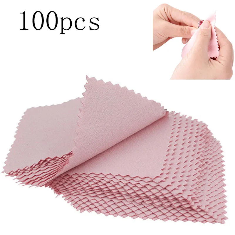 100PCS/Bag Clean Cleaning Cloth Polishing Cloth For Sterling Platinum Jewelry Anti Tarnish Dust