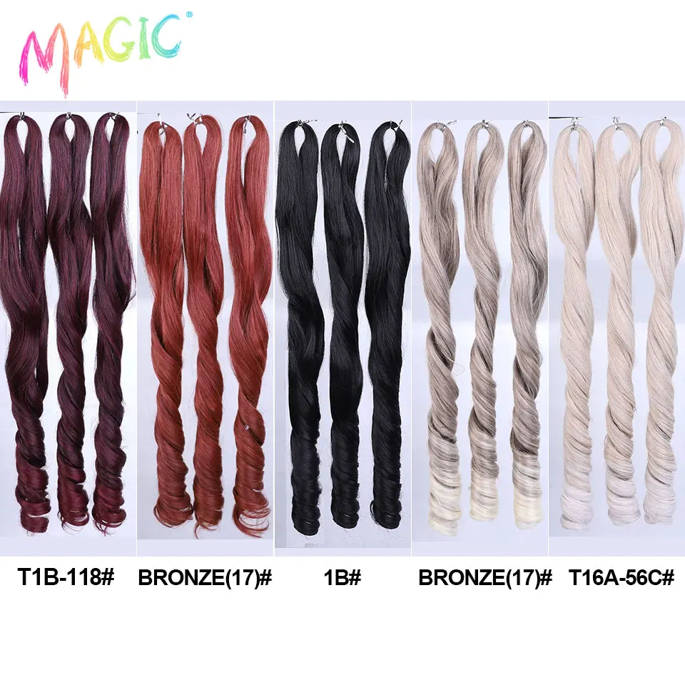 

Magic Hair Curly Pony Hair Crochet Braiding Hair Synthetic Ombre Blonde Loose Wave Braids Hair 22 Inch Curls Hair Extensions