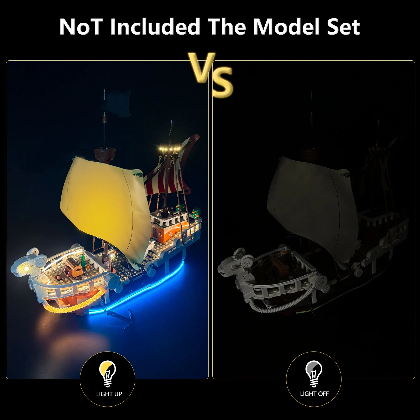 

BRIXSPARK LED Lighting Kit For Lego 75639, USB DIY Light Set For Pirate Ship Model MOC Building Blocks, No Bricks Included