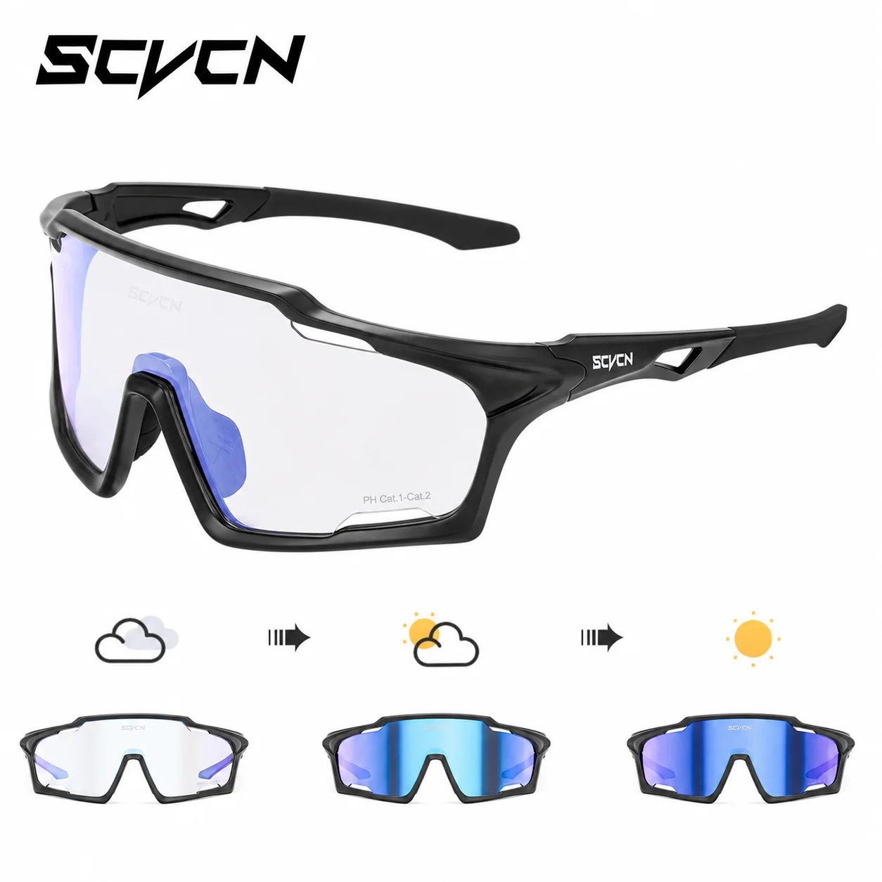 SCVCN Sonnenbrille für Herren, Fahrradbrille, MTB-Reitbrille, Skatingbrille, UV400 polarisierte Angelbrille, Damen-Fahrradbrille, Baseballbrille 2025