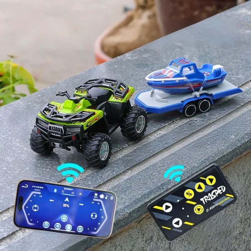 1:64 Mini RC Motorcycle APP Remote Control Alloy Beach Truck Desktop Racing Car Off-road Motorcycle Vehicle Kid Birthday Gifts