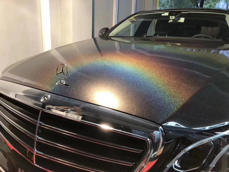 

Rainbow Holographic Gloss FLIP Psychedelic Black Car Wrap Vinyl Film Whole Car Wrapping Decal Air Release