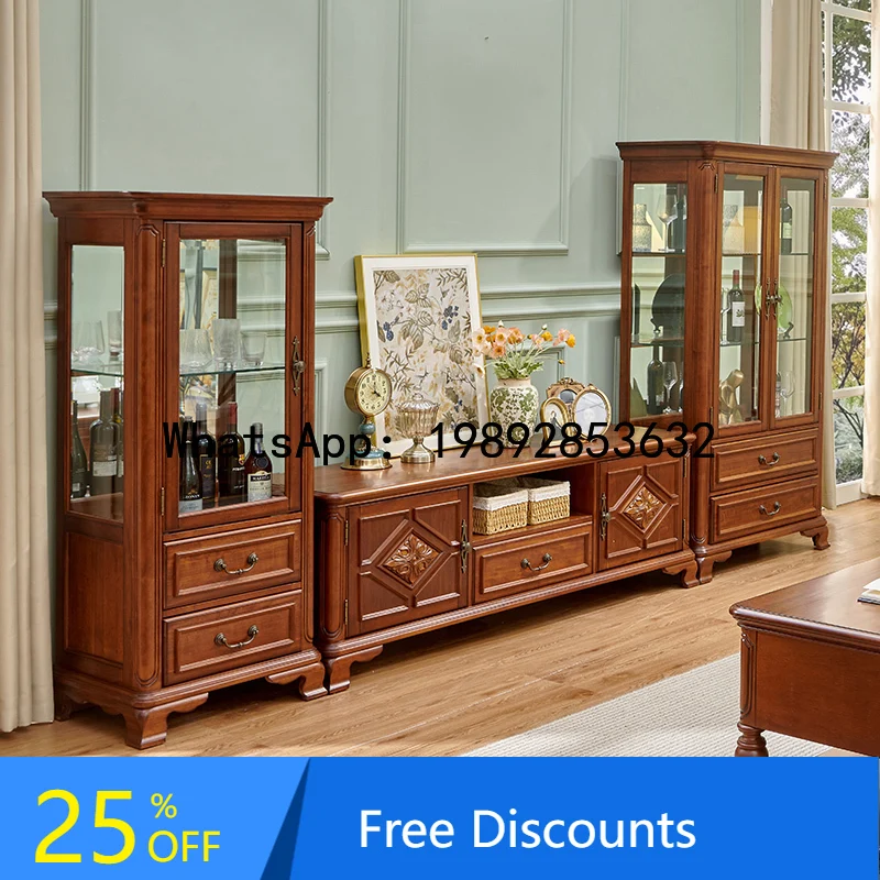 

BF Full Solid Wood American Style TV Cabinet Simple Modern Living Room Home Storage Cabinet
