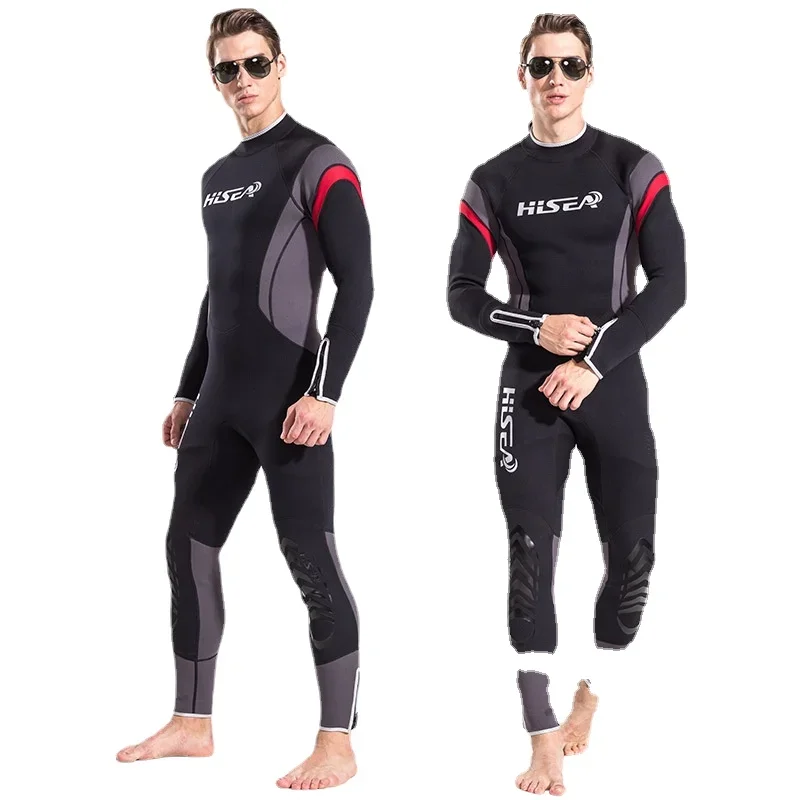 Hisea-男性用のフルウェットスーツ,非常に弾力性のある,サーフステッチ