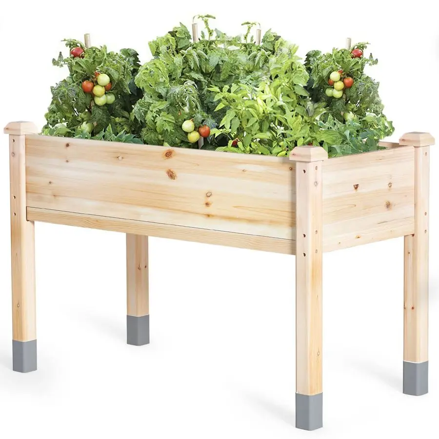 

Wooden Raised Garden Bed with Legs, 48L X 24W, Elevated Reinforced Large Planter Box for Vegetable Flower Herb Outdoors Beam and