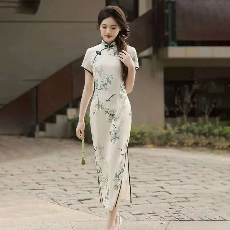 

National Style New Chinese Style 2025 Summer NewRetro Qipao Young AndWearable Daily Improved Long Dress