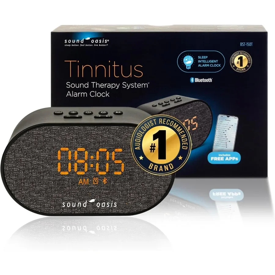 

® Bluetooth Tinnitus Sound Therapy System® Alarm Clock - Sleep Better Manage and Mask Tinnitus 30 Built-in Sounds for Tinnitus