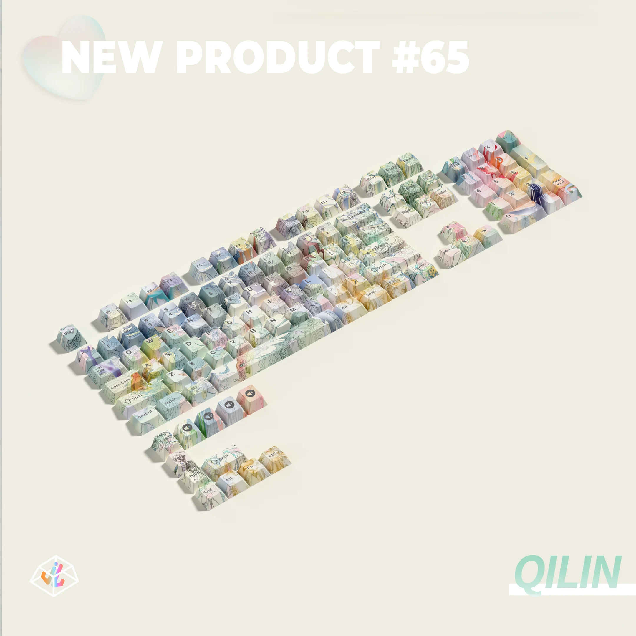 Keycaps Guofeng Kirin, keyboard mekanis kustom asli PBT sublimasi panas, keycaps yang dipersonalisasi dan kreatif