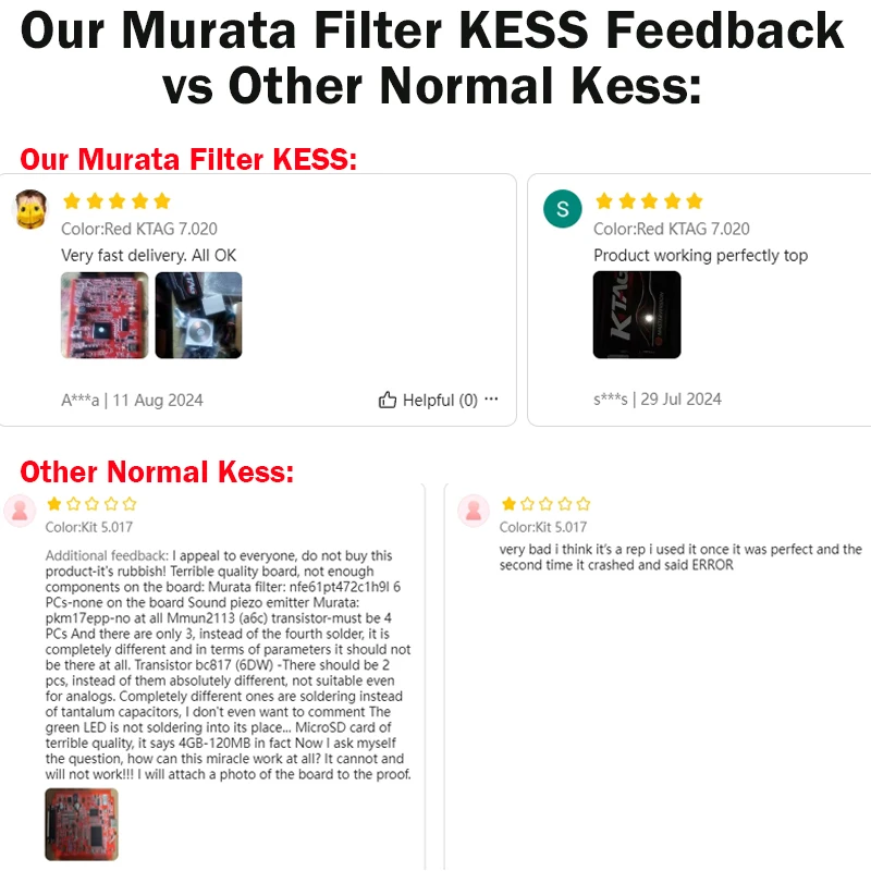 TOP Online EU Red Murata Filter Kess V2 V2.80 V5.017 & KTAG V7.020 4 LED OBD2 Auto LKW ECU Chip Tuning Kit Unbegrenzte Reparatur Ki