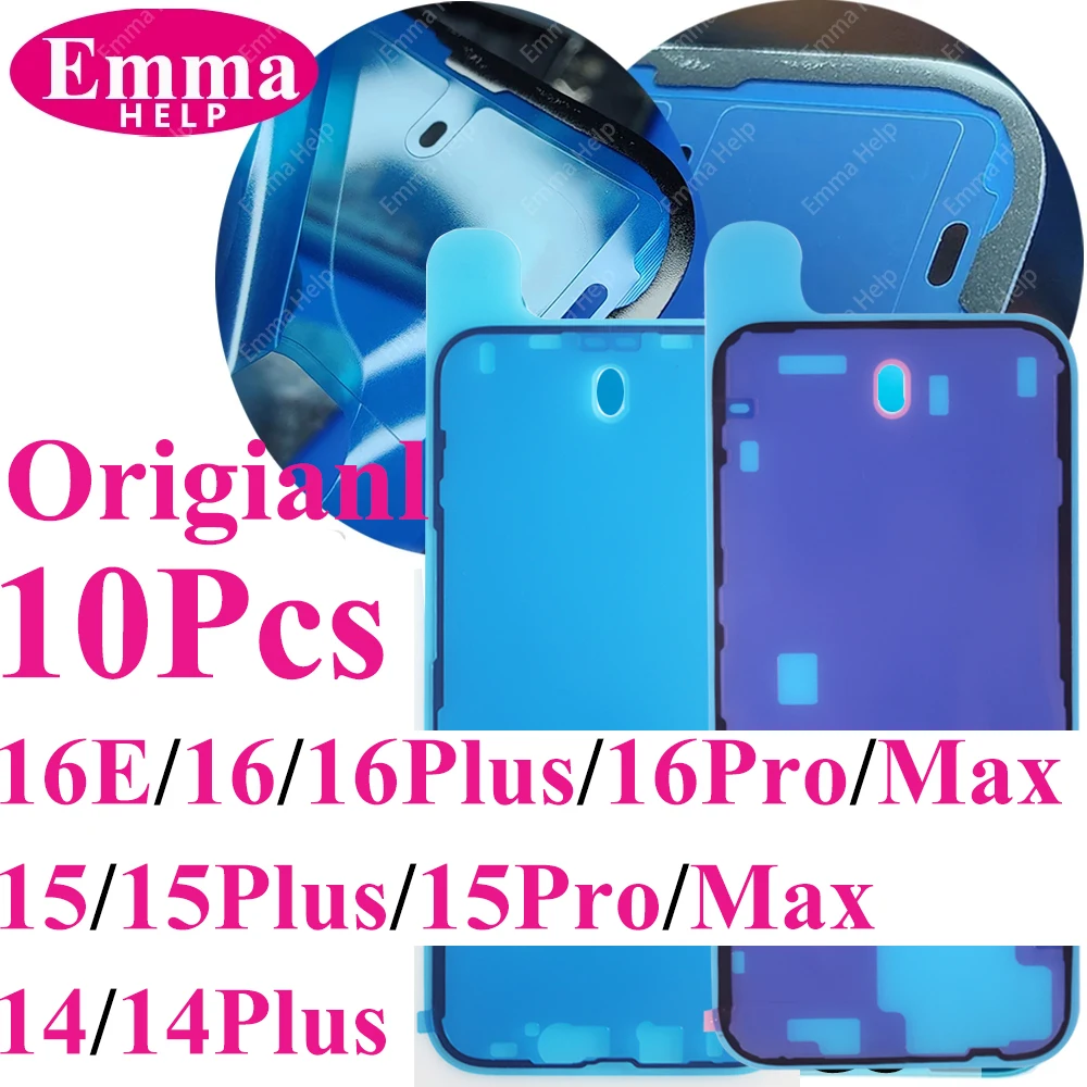 

10 шт. оригинальная задняя крышка, боковая водонепроницаемая наклейка-печатка для iPhone 16 Pro Max 16E 15 Plus 14, клейкая наклейка для переднего ЖК-экрана