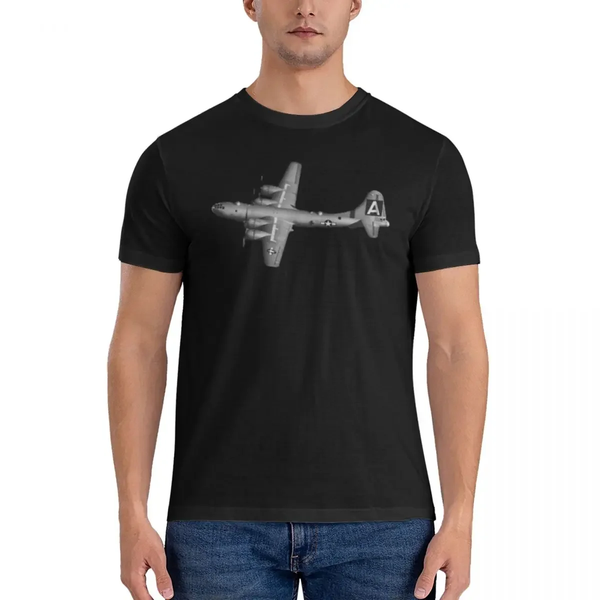 B- Superfortress World War Airplane, Bomber T-Shirt for Men Cotton Plus Size T Shirts Men's Tees Short Round Neck Tops S-6XL