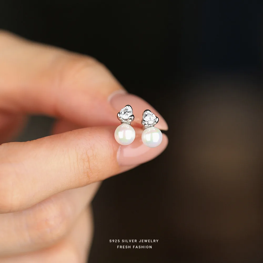 

Shining Zircon Shell Pearl Earrings Statement Leverback Huggies Earring for Elegant Women 925 Sterling Silver Fine Jewelry