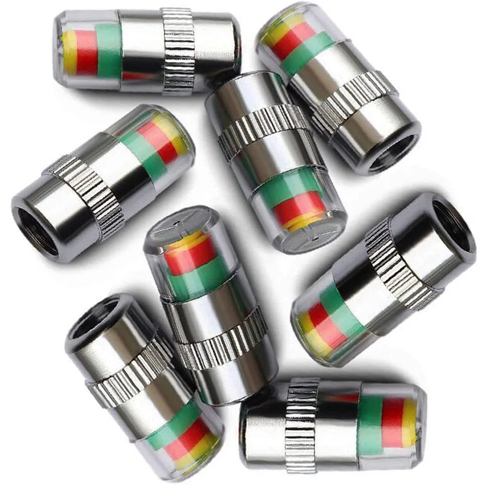 

4Pcs 2.2Bar 32-to-35 PSI Car Tire Pressure Monitor Valve Stem Caps 2.4Bar 36PSI Sensor Indicator Easy to Read 3 Color Eye Alert