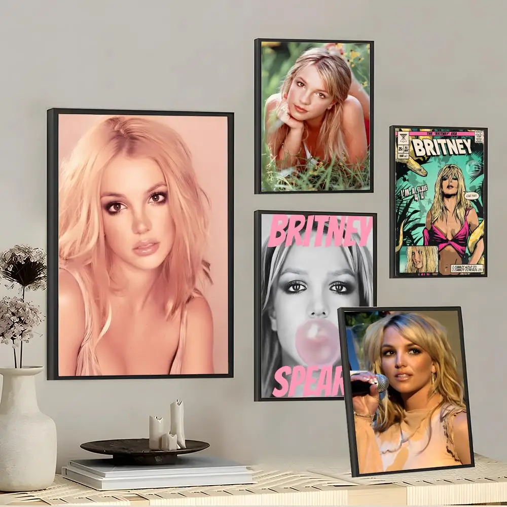 B-Britney Spears Painting Calligraphy Cotton Canvas Wall Art Poster - Aesthetic Painting for Living Room Bedroom Home Decor