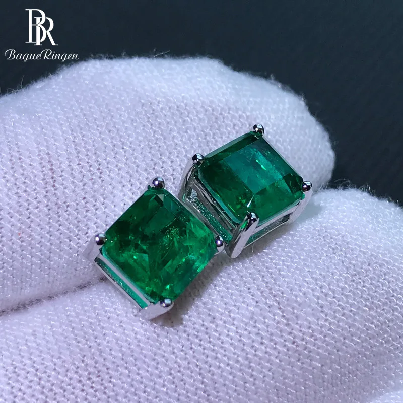 

Bague Ringen 925 Sterling Silver Emerald Paraiba Stud Earrings Vintage Square White Gemstone Wedding Anniversary Fine Jewelry