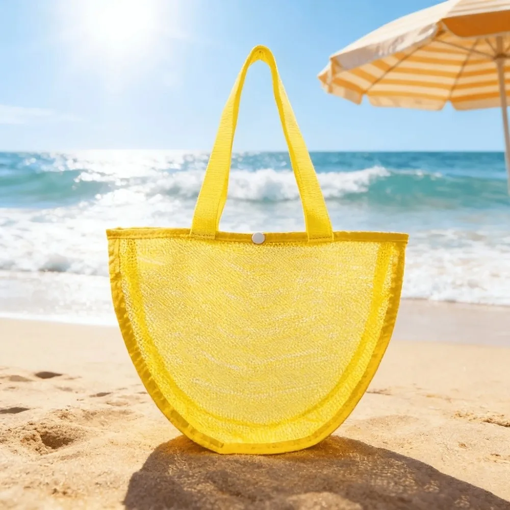 INS Lightweight Solid Color Mesh Pouch Waterproof Reusable Beach Bag Eco-Friendly Large Capacity Toy Storage Bag Travel