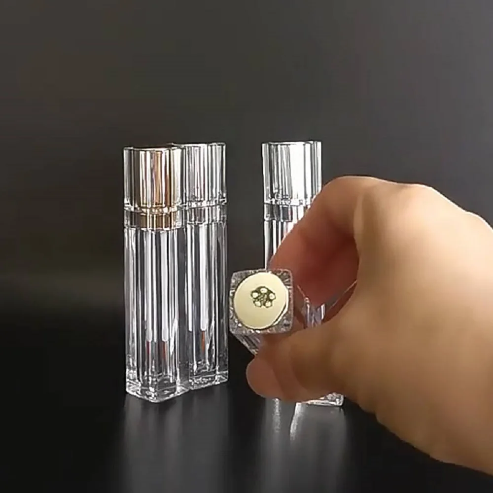 Tubi vuoti per lucidalabbra da 8 ml Tappo in oro/argento a doppia parete, contenitore per smalto per labbra quadrato, bottiglia per balsamo per labbra fai da te