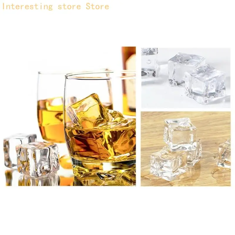Klare Acryl-Eiswürfel, Nachbildungen, 5 Stück, Fotografie-Requisiten, Eiswürfel, für Food-Styling und Event-Mittelstücke – Detail 3