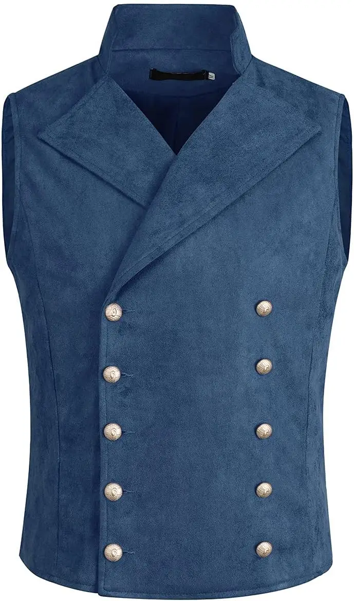 

FashionAllthemen Mens Halloween Double Breasted Waistcoat Steampunk Casual Suit Vest Tuxedo Dress Vest For Party