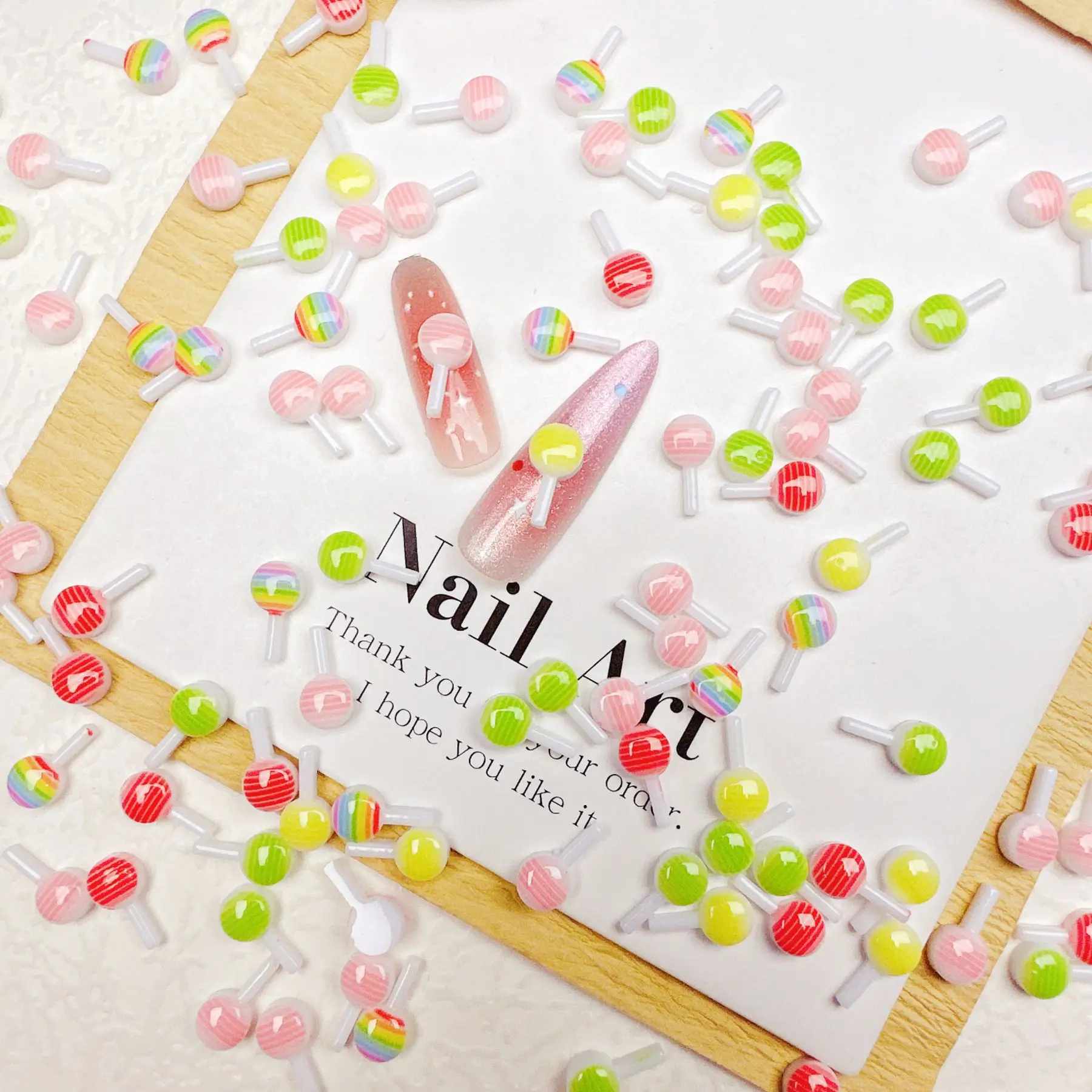50/100/200Pcs, 5*9mm, Macarons, Imitation Lollipop, Nail Accessories, Stereo, DIY, Wear Nail Accessories