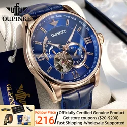 OUPINKE 3222 orologio da polso meccanico automatico per uomo 3D Skeleton Sapphire Leather Brand Luxury Top Brand orologio da polso Business