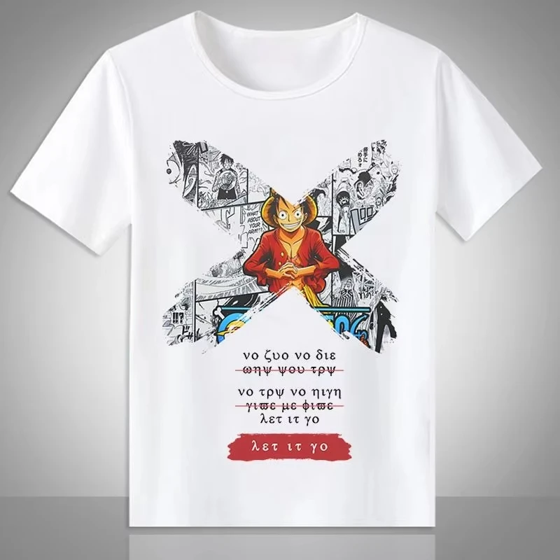 

ONE PIECE Short-sleeved New Animation Trendy Brand Nautical King Sports and Leisure Short-sleeved Trend Explosion Comfortable