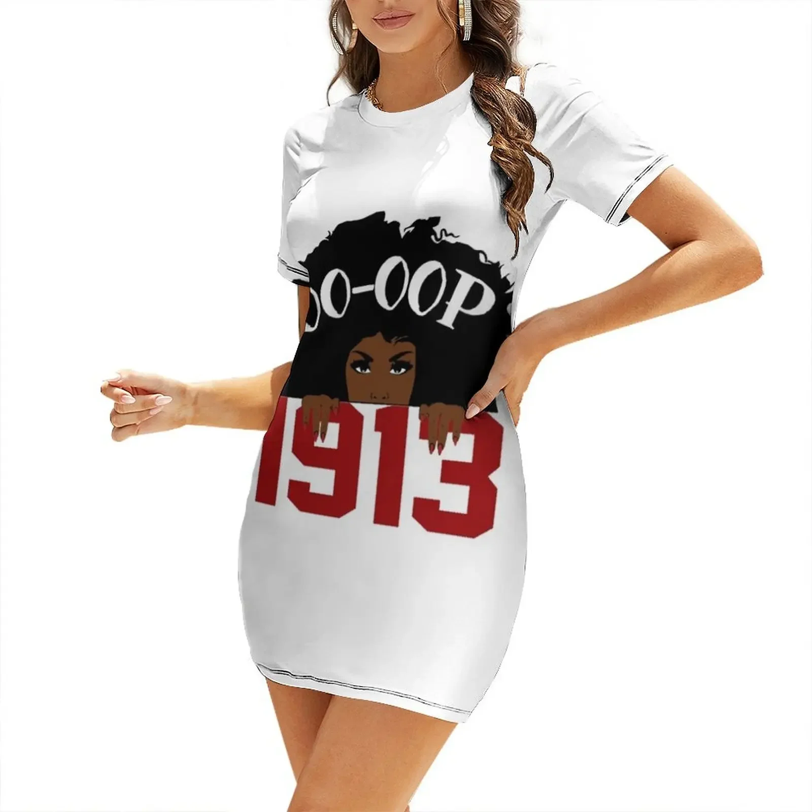 

OoOop DST Paraphernalia Delta 1913 Sorority Short-Sleeved Dress women's clothing korea stylish Women's summer dress