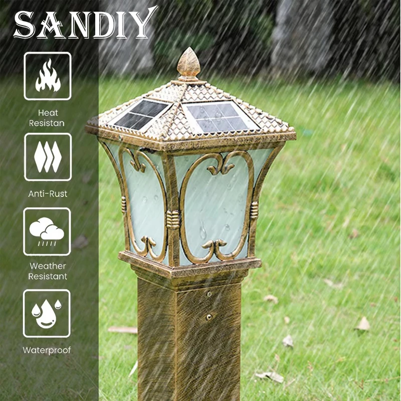 

SANDIY Outdoor Lawn Chinese Fence Garden Villa Patio Lights Wall Mounted Waterproof Garden Landscape Lawn Lights Solar Energy