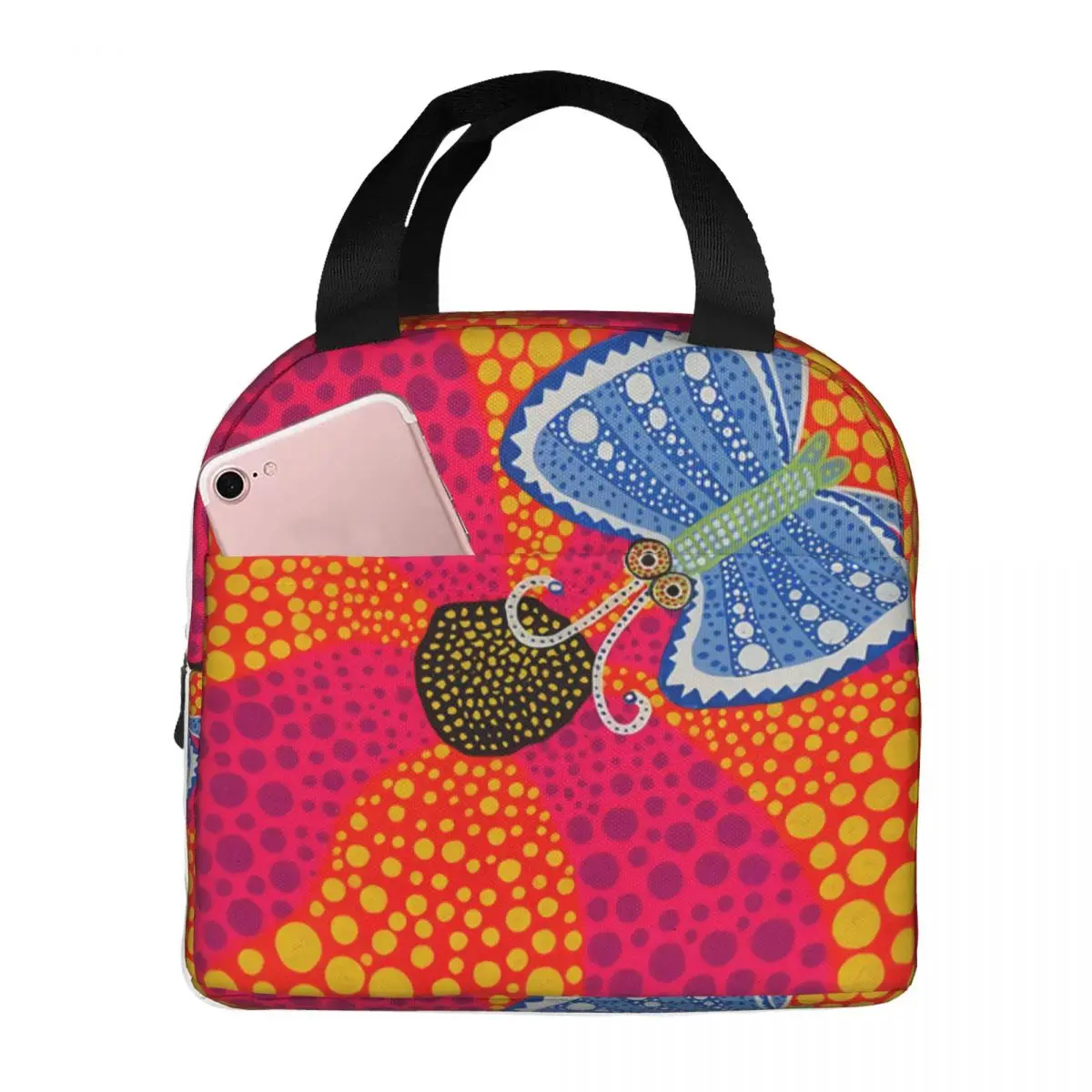 Classic Artists Yayoi Kusama Portable Lunch Box for Women Waterproof Cooler Thermal Food Insulated Lunch Bag For Travel Work